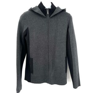 NWT Rachel Zoe Colorblock Zip Front‎ Hoodie Sweater Cotton Size S Black & Gray